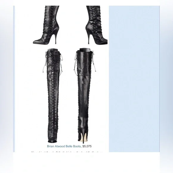NWOBđ«Brian Atwood Belle Cheetah/Leapoard Leather CalfHair LaceUp Thigh HighBoots - Picture 10 of 14